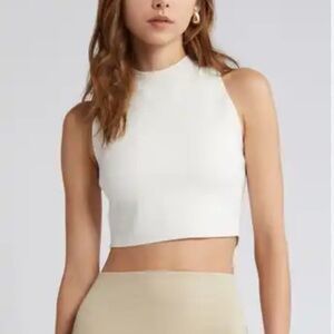 Open Edit cream ribbed top size Large
